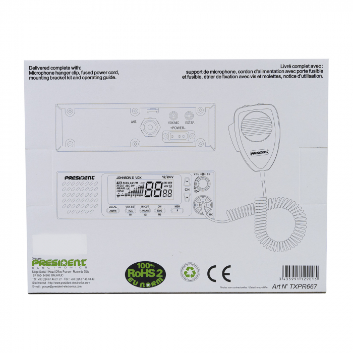 Statie radio CB President Johnson II ASC 12V-24V cu squelch automat si difuzor frontal [6]