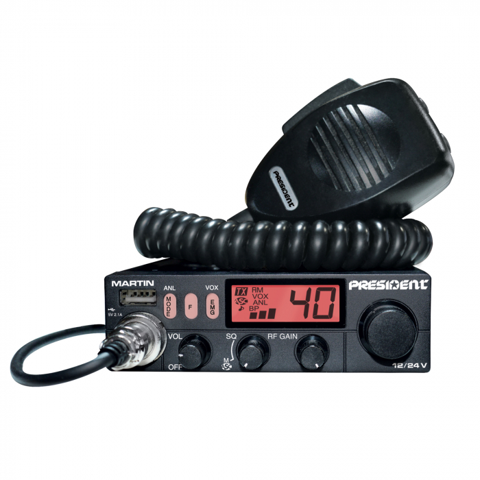 Statie radio CB President MARTIN ASC, Roger Beep, Scan, ANL Filter, 4W, 12V/24V cu display multicolor [7]