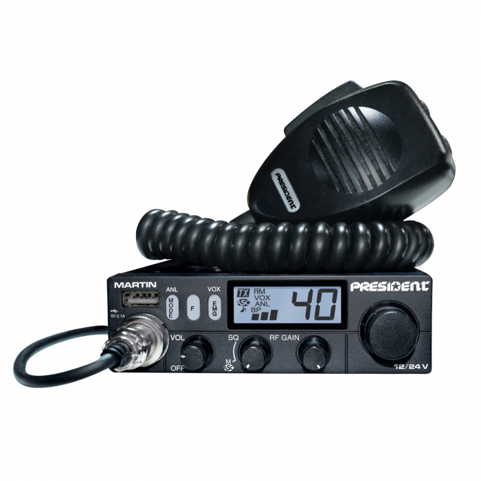 Statie radio CB President MARTIN ASC, Roger Beep, Scan, ANL Filter, 4W, 12V/24V cu display multicolor [5]
