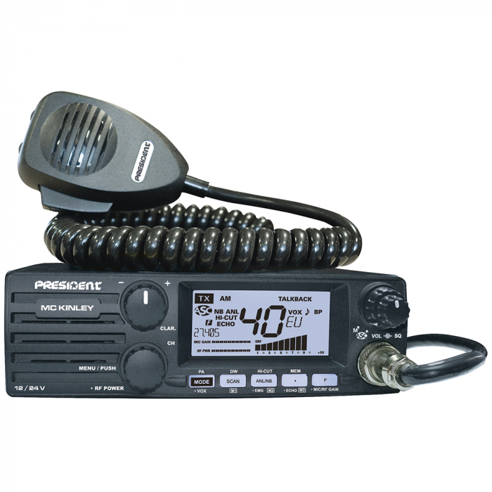Statie radio CB President MC KINLEY ASC, AM-FM-LSB-USB, 40CH, ANL, NB, Hi-Cut, 12/24 V [3]