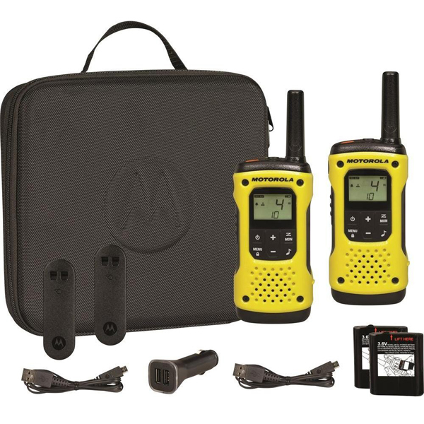 mini Scissors socket Statie radio PMR portabila Motorola TLKR T92 H2O, IP67, set 2 bucati,  negru/galben