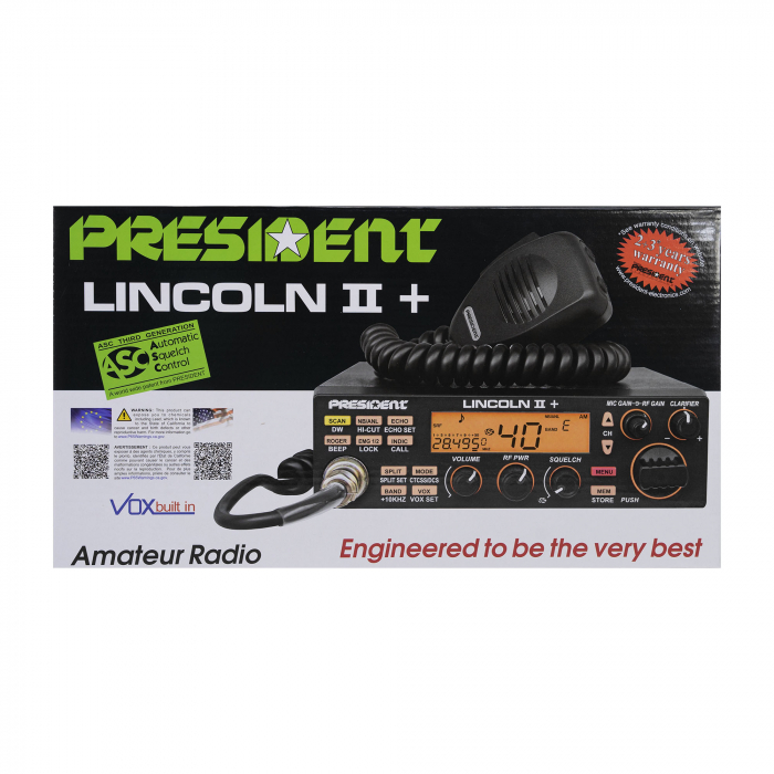 Statie radioamatori President LINCOLN II + ASC 10/12M, Roger Beep, ANL, NB, Hi-Cut Filter, AM-FM-USB-LSB-CW, Programabila, 12V [4]