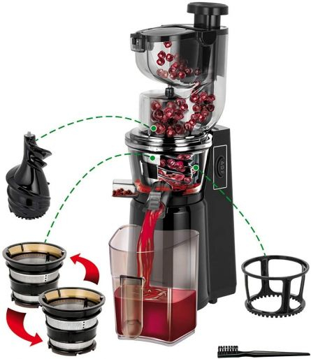 Storcator de fructe si legume MPM MSO-16, 200W, 60 rotatii/minut, fara BPA, functie REVERSE, protectie anti-picurare,negru [2]