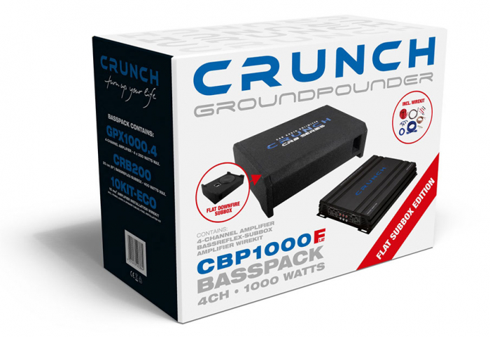 Pachet bass auto subwoofer Crunch CRB200, 200W RMS + amplificator Crunch GPX1000.4, 4 canale, 500 W RMS + Kit cablu amplificator [7]