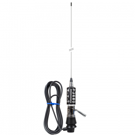 Antene statii CB - Antena CB LEMM MiniTurbo AT-1002, lungime 110 cm, castig 2dB, 26.5-27.5Mhz, 200W, cablu RG58 4m