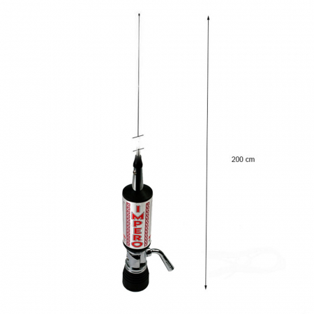 Antene statii CB - Antena CB LEMM TURBO IMPERO, Silver, lungime 200 cm, castig 7dB, 26.5-28Mhz, 2500W, cablu RG58 4m