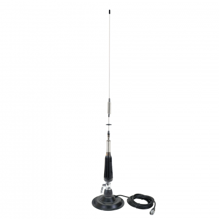 Antene statii CB - Antena CB PNI LED 850 rabatabila + Baza magnetica 145 mm, 85 cm lungime, 26-28 MHz, 300 Watt, ilumineaza in timpul emisiei, tip filet PL, fara accesorii