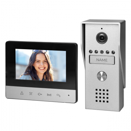 Bricolaj & Electrice - Videointerfon pentru o familie Vibell ORNO VI-VID-RO-1077, color, LCD 4.3", 16 sonerii, IP44, negru/gri