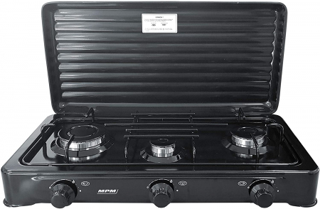 Electrocasnice - Aragaz camping MPM SMILE-KN-03/1KB, 3 ochiuri, 4,9 kW, 358 g / h, G30-37 mbar, emailat, negru