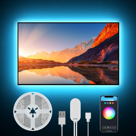 Banda inteligenta LED Nitebird SL1, Wi-Fi, USB, 16W, sincronizare muzica, lumina colorata, RGB,  2.8m, compatibil Alexa/Google Assistant [2]