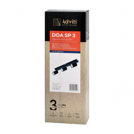 Bara spot ADVITI DOA SP3 AD-OP-6195BGU10, 3x50W, GU10, IP20, reglare directie lumina, instalare tavan/perete, negru [5]