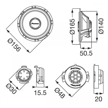 Boxe auto componente Pioneer TS-Q171C, 40W RMS, 17 cm, 2 cai, set 2 difuzoare [1]