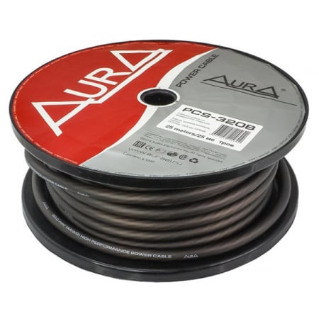 Subwoofere & boxe auto - Cablu alimentare Aura PCS-320B, 20mm2 (4AWG), 25m/rola, negru