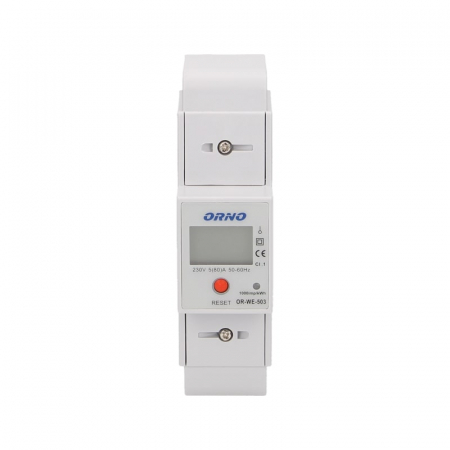 Aparate de masura si control - Contor monofazic ORNO OR-WE-503, 80A, 230V, frecventa de impuls 1000 imp/kWh, buton RESET, alb