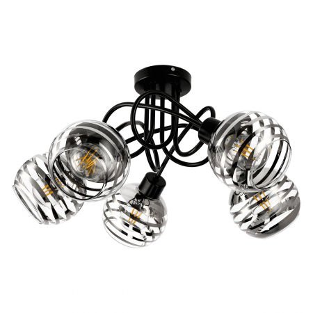 Aplice si plafoniere - Lustra ADVITI Milano AD-LD-6417BE27SW, E27, 5 x 60W, negru