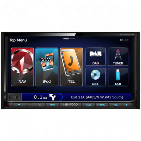 Playere multimedia 2DIN - Multimedia player auto Kenwood DNX-7250DAB, 2DIN, USB, AUX, SD, Bluetooth, iPod/iPhone, 4x50W RMS, Touchscreen, ecran 7 inch"