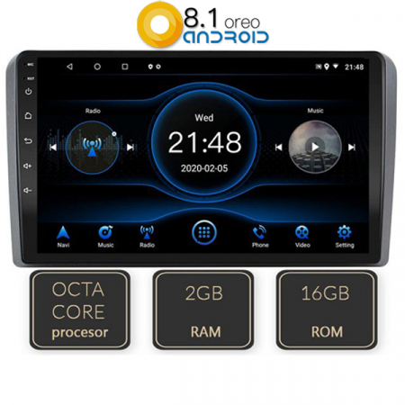 Camere auto - Navigatie dedicata pentru Audi A3 8P 2003-2014, Edotec EDT-E4099, sistem de operare android