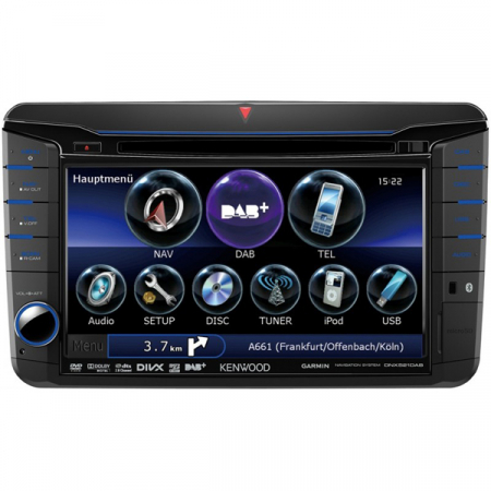 Navigatie dedicata pentru VW/Seat/Skoda, Kenwood DNX-525DAB, 4X50W, DVD, CD, FM, Bluetooth, USB, Slot card SD, navigatie Garmin [0]