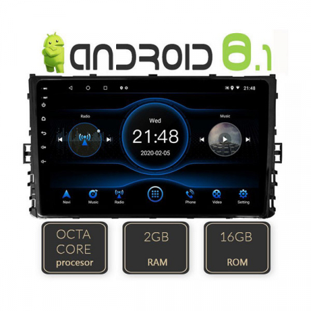 Camere auto - Navigatie dedicata VW Polo EDT-T655, FM, Bluetooth, Wi-Fi, GPS, Six Core, Ecran Tip Tesla, Android 8.1