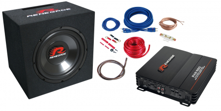 Subwoofere & boxe auto - Pachet bass auto Renegade RXV1000, 250 W RMS + Amplificator auto Renegade RXA550, 2 canale, 270W RMS + Kit cablu amplificator
