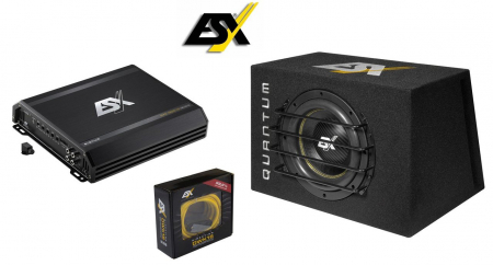 Subwoofere auto - Pachet bass auto ESX Quantum QXB10, 600W RMS + Amplificator auto ESX Signum SXE1200.1D, Mono, 600W RMS + Kit cablu amplificator