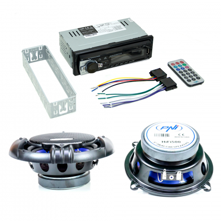 Pachet Radio MP3 player auto PNI Clementine 8428BT 4x45w + Boxe auto coaxiale PNI HiFi500, 100W, 12.7 cm,  3 cai, set 2 difuzoare [7]