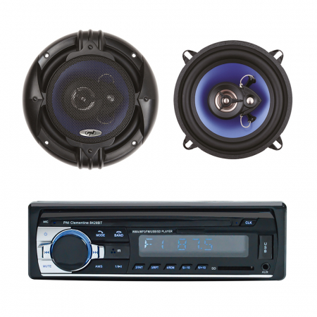 Subwoofere & boxe auto - Pachet Radio MP3 player auto PNI Clementine 8428BT 4x45w + Boxe auto coaxiale PNI HiFi500, 100W, 12.7 cm,  3 cai, set 2 difuzoare