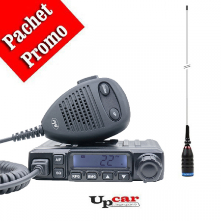 Statii radio auto CB - Pachet statie radio auto CB PNI Escort HP 6500, squelch automat + Antena CB PNI LED 2000 cu filet SO-239, lungime 90 cm