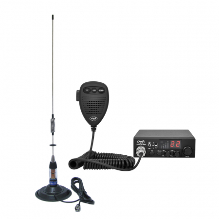 Pachet statie radio auto CB PNI Escort HP 8000L + Antena CB PNI ML70 lungime 70cm + Baza magnetica [1]