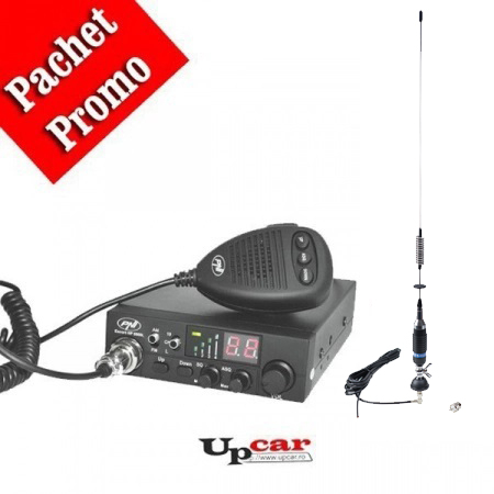Statii radio auto CB - Pachet statie radio auto CB PNI Escort HP 8000L + Antena CB PNI S75 lungime 54cm + cablu  + montura fixa