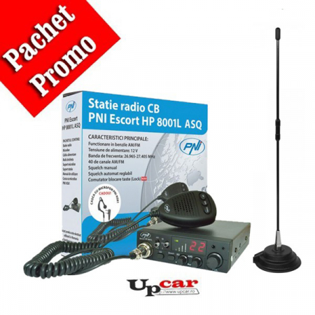 Statii radio auto CB - Pachet statie radio auto CB PNI Escort HP 8001L + Antena CB PNI Extra 40 lungime 40cm + Baza magnetica