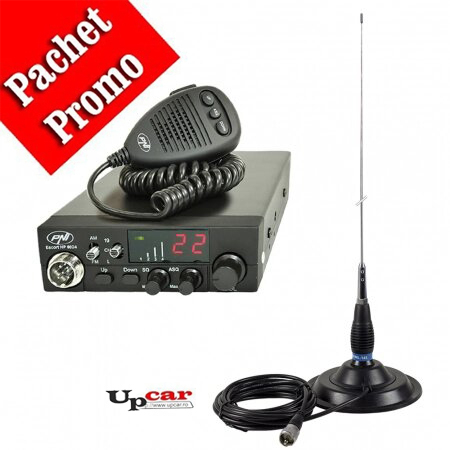 Statii radio auto CB - Pachet statie radio auto CB PNI Escort HP 8024 + Antena CB PNI ML145 lungime 145cm + Baza magnetica