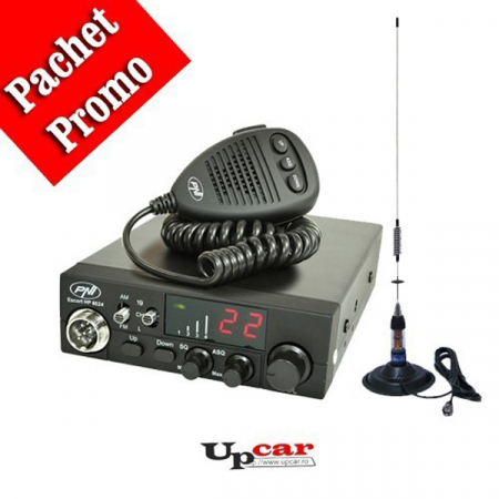 Statii radio auto CB - Pachet statie radio auto CB PNI Escort HP 8024 + Antena CB PNI ML70 lungime 70cm + Baza magnetica
