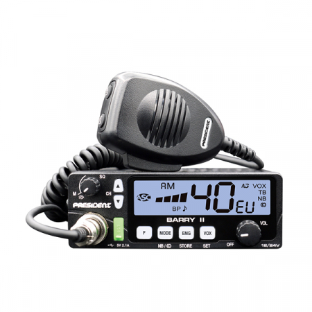 Pachet statie radio auto CB President BARRY II ASC AM/FM, Roger Beep, NB, ANL, Port USB, VOX, 12V/24V + Antena CB PNI S75 lungime 75cm + Baza magnetica [4]