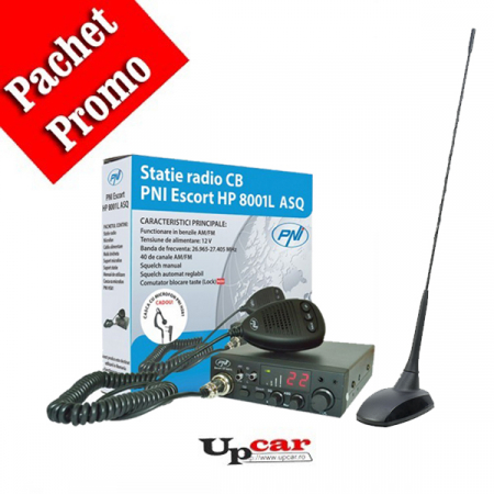 Statii radio auto CB - Pachet statie radio auto PNI Escort HP 8001L + Antena CB PNI Extra 48 lungime 45 cm + Baza magnetica