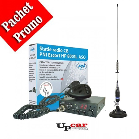 Statii radio auto CB - Pachet statie radio auto PNI Escort HP 8001L + Antena CB PNI S9 lungime 120cm + Baza magnetica