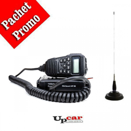 Statii radio auto CB - Pachet Statie radio CB PNI Escort HP 55 + Antena CB PNI ML145 lungime 145cm + Baza magnetica