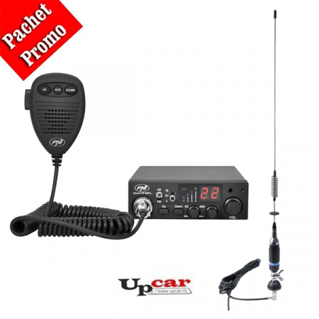 Statii radio auto CB - Pachet statie radio CB PNI ESCORT HP 8001L ASQ + Antena CB PNI S75 lungime 54 cm + montura fixa