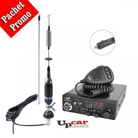 Statii radio auto CB - Pachet statie radio CB PNI ESCORT HP 8024, 12/24V + Antena CB PNI S75 lungime 54 cm+ montura fixa