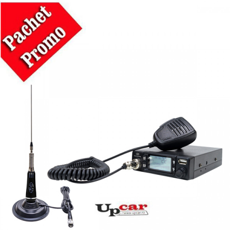 Antene statii CB - Pachet statie radio CB PNI Escort HP 9700 USB, 12V / 24V, mufa de bricheta inclusa + Antena CB PNI LED 2000, lungime 90 cm + Baza magnetica