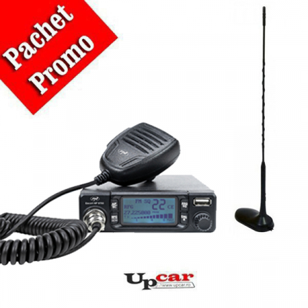 Statii radio auto CB - Pachet statie radio CB PNI Escort HP 9700 USB, ANC, ASQ, 12V / 24V, mufa de bricheta inclusa + Antena CB PNI Extra 45 lungime 45cm + Baza magnetica