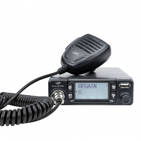 Pachet statie radio CB PNI Escort HP 9700 USB, ANC, ASQ, 12V / 24V, mufa de bricheta inclusa + Antena CB PNI Extra 45 lungime 45cm + Baza magnetica [10]