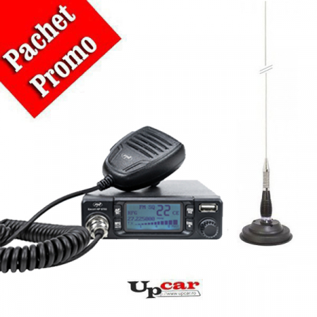 Statii radio auto CB - Pachet statie radio CB PNI Escort HP 9700 USB, ANC, ASQ, 12V / 24V, mufa de bricheta inclusa + Antena CB PNI ML100 lungime 100cm + Baza magnetica
