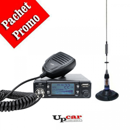 Statii radio auto CB - Pachet statie radio CB PNI Escort HP 9700 USB, ANC, ASQ, 12V / 24V, mufa de bricheta inclusa + Antena CB PNI ML70 lungime 70cm + Baza magnetica