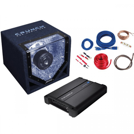 Subwoofere & boxe auto - Pachet subwoofer auto Crunch DSX 8BP, 200W RMS +  Amplificator Crunch DSX-1750, 375W RMS, Mono + Kit cabluri amplificator 10mm2