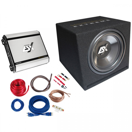 Subwoofere auto - Pachet subwoofer auto ESX HXB300, 350W RMS + Amplificator auto ESX HXE 110.2, 2 canale + Kit cabluri amplificator 10mm