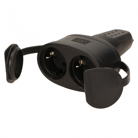Prize, stechere & intrerupatoare - Priza de exterior ORNO OR-AE-13117 (GS), soclu ermetic, protectie dubla cu capac, IP44, 16A, Schuko, negru