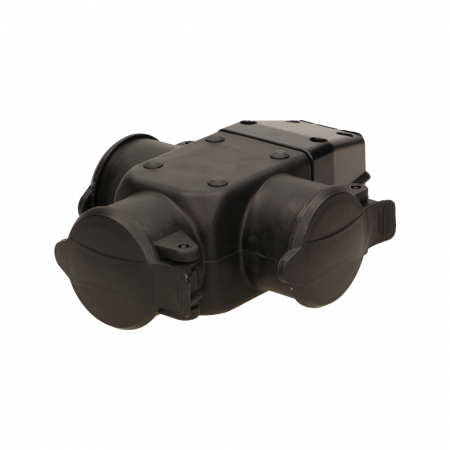 Prize, stechere & intrerupatoare - Priza de exterior ORNO OR-AE-1346 (GS), tripla, IP44, 16A, Schuko, capace, negru