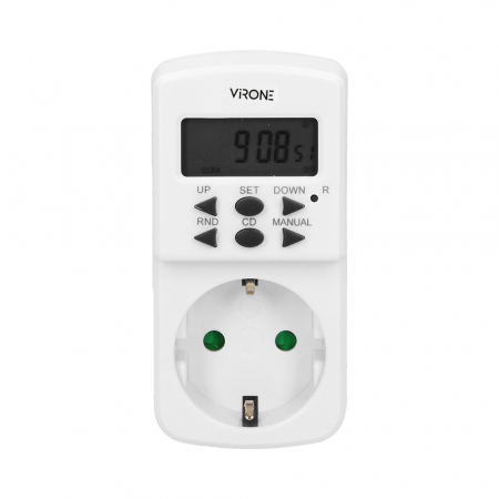 Prize, stechere & intrerupatoare - Priza programabila ORNO VIRONE DT-2(GS), mini, 230V, 1800W, 10 programe de timp, 12/24 ore, alb