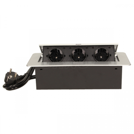 Prize, stechere & intrerupatoare - Priza schuko ORNO OR-AE-1337/G(GS), incastrabila, 230V, 2500W, cablu 1.5 m, argintiu